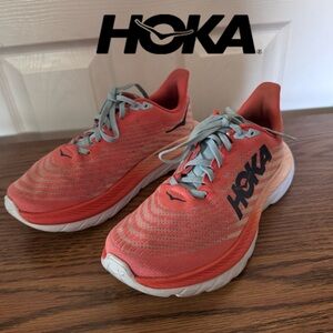 HOKA Mach 5 Running Shoes – Women’s 7.5 | Coral Pink Orange Sneakers